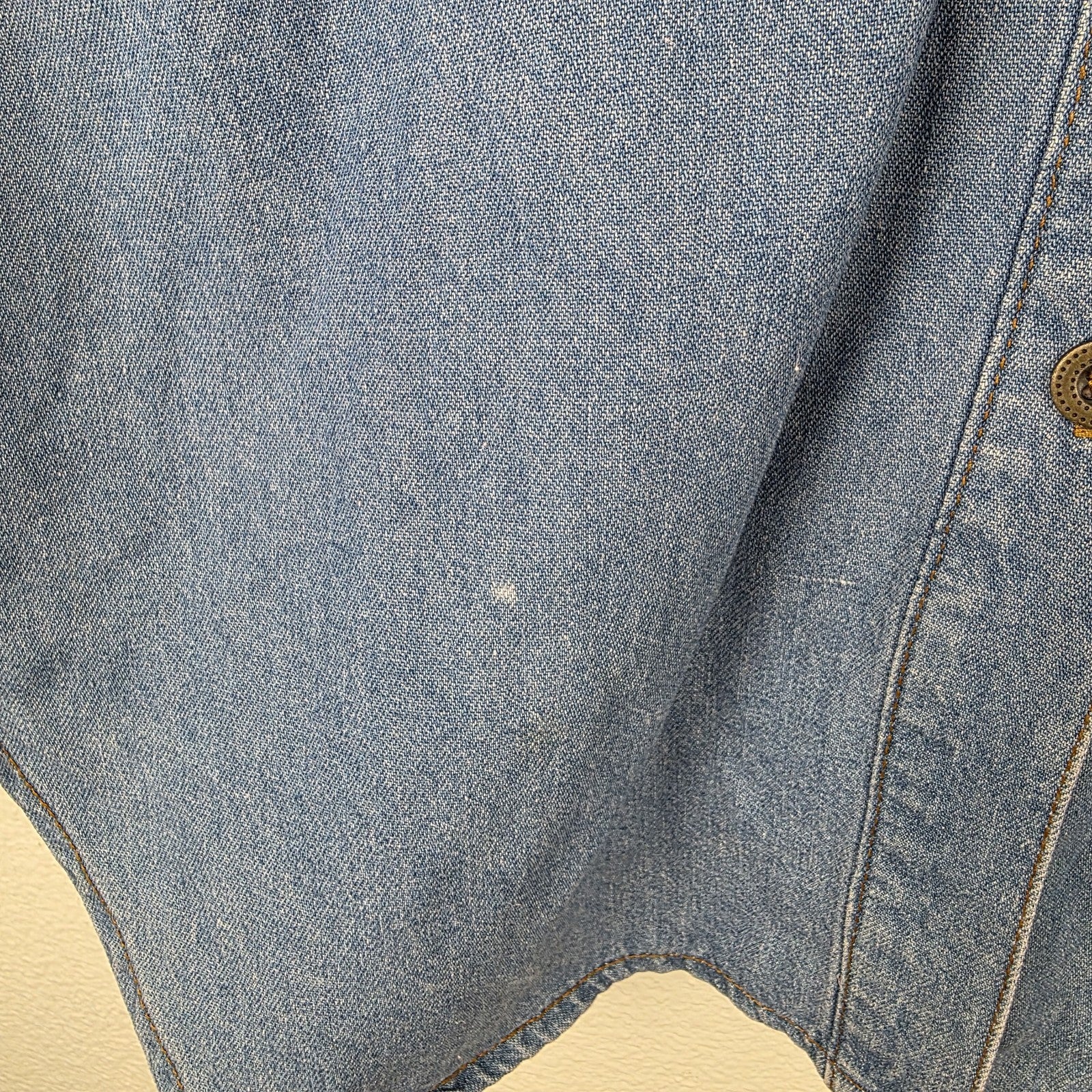 VTG Womens Denim Shirt Western Leather Lace Up Collar Pockets Long Sleeve M