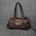 Francesco Biasia Braided Leather Shoulder Bag Brown