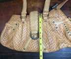 Babeed Brown Leather Snake Print Shoulder Bag
