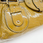 CHLOÉ Paddington Horse Charm Ocher Brown Patent Leather Shoulder Bag