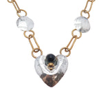 LOUIS BOOTH 925 Sterling Silver 2-Tone Vintage Modernist Heart Necklace 18"