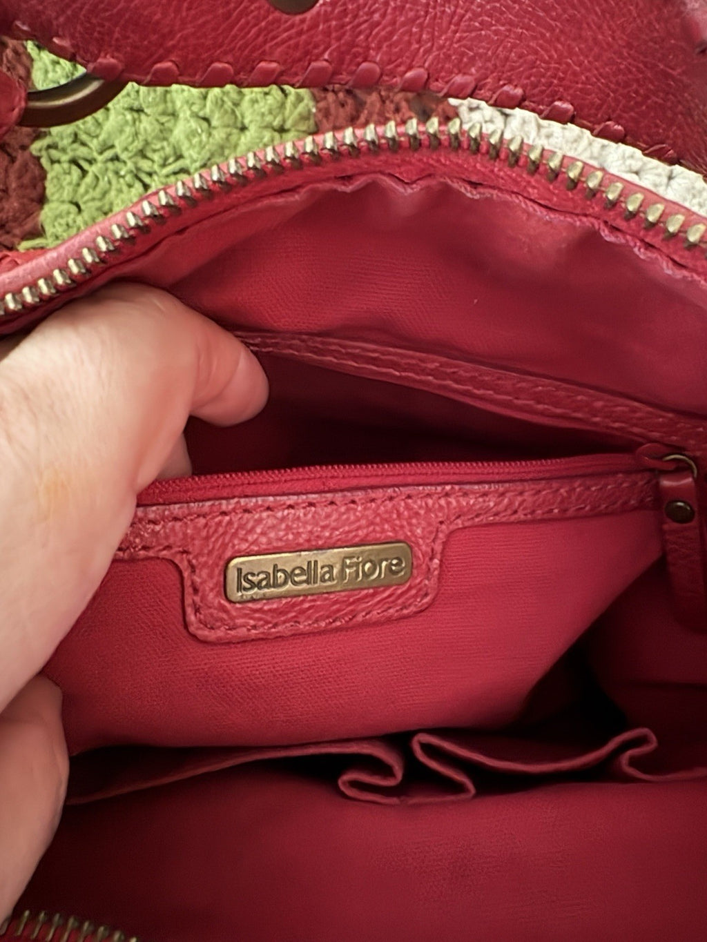 Isabella Fiore Audra Studded Leather Hobo Bag Red