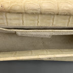NANCY GONZALEZ Beige Leather Crocodile Clutch Handbag
