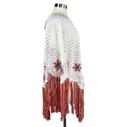 Chloe Fringed Embroidered Crochet Poncho $1795 Size M NWT Rare