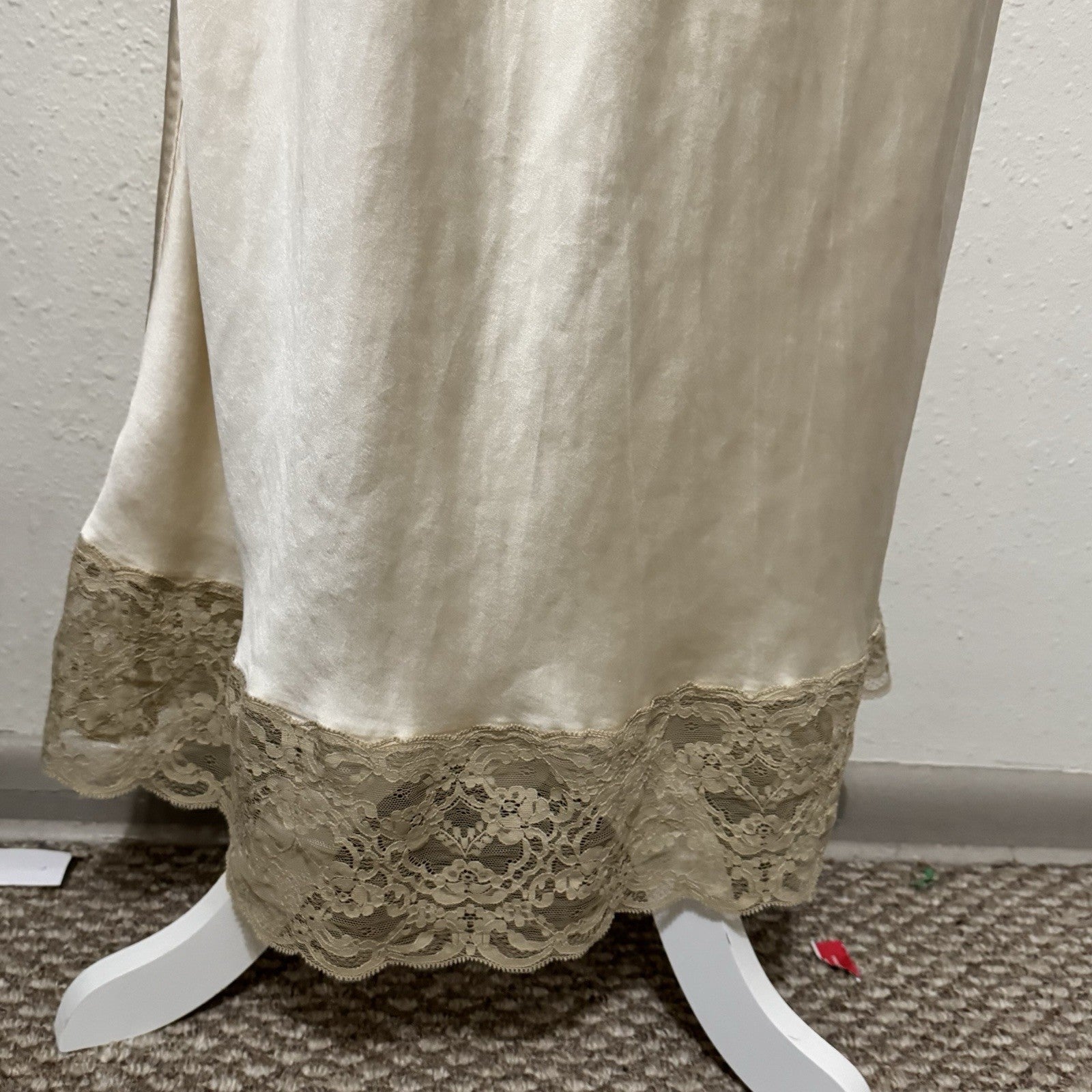 Vintage 90s does 40s Victoria's Secret Silk Slip Maxi Dress lace size Medium