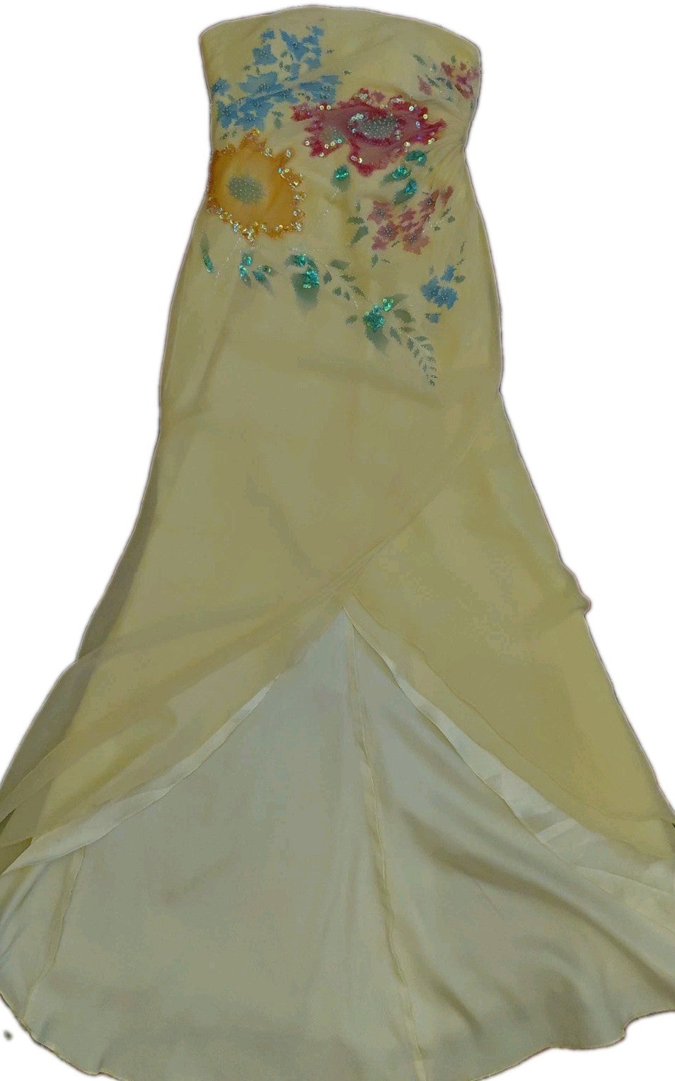 Vintage Cache Yellow Beaded Maxi Dress