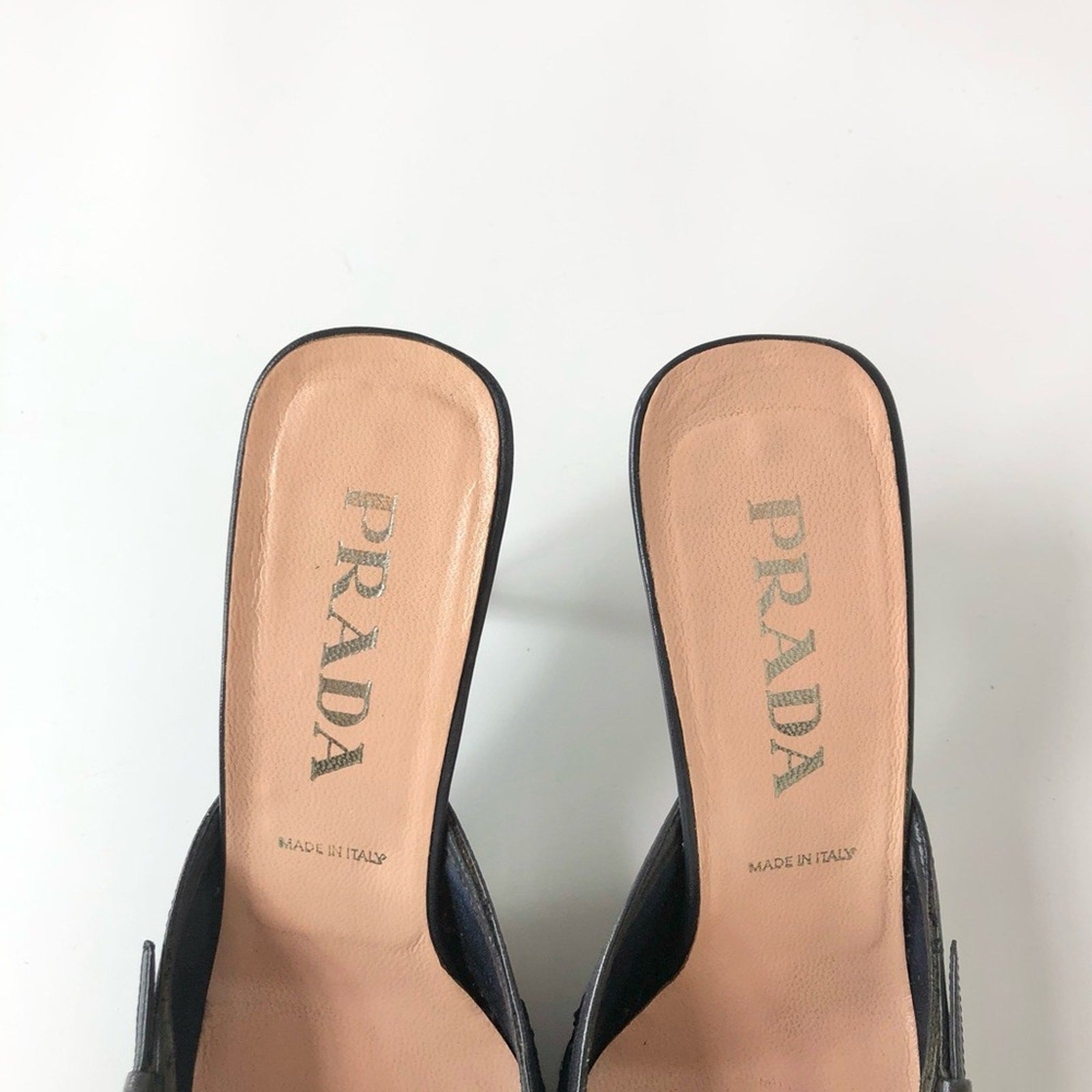 Prada Retro Vintage Buckle Lace Detail Pointed Toe Heeled Mules Pumps 39