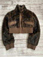 CROPPED 2000s JAPANESE ISSEY MIYAKE STYLE RARE LUXURY FAUX FUR  JACKET