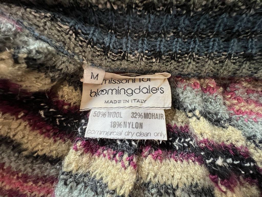 1970s Vintage Missoni Striped Crochet Knit Sweater Duster Made In Italy