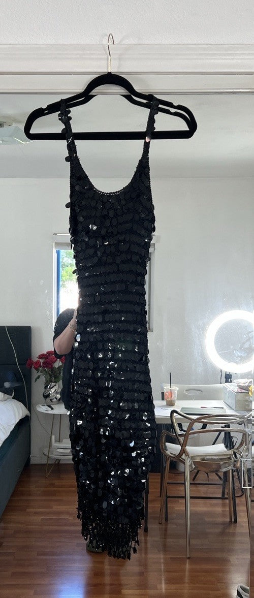 Vintage Black Embellished Showgirl Dress