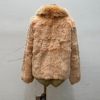 Vintage Blush Pink Rabbit and Fox Fur Jacket