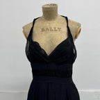 Vintage Y2K Black 100% Silk Chiffon Paneled Cocktail Dress
