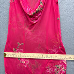 Vintage Pink Floral Beaded Cowl Neck Maxi Dress