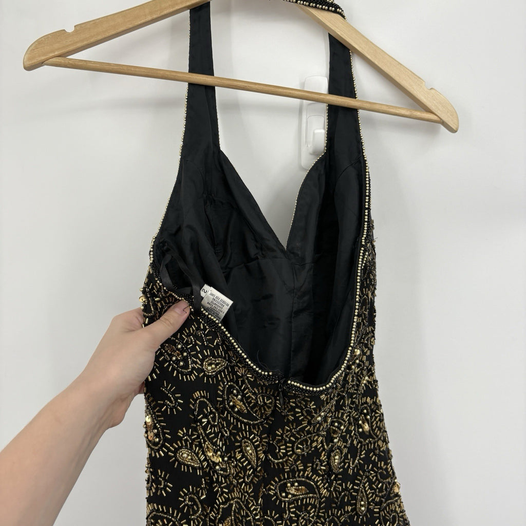 Vintage Niteline Beaded Halter Slip Dress