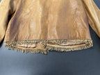 Double D Ranch Leather Jacket Brown Fringe Studded Western Medium