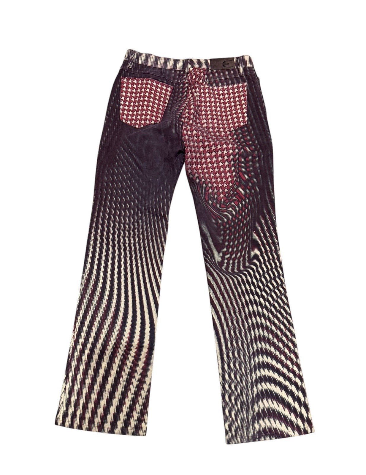 Vintage Just Cavalli Houndstooth Psychedelic Pants Illusion Brown Jeans 31
