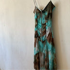 Turquoise Brown Tie Dye Slip Dress