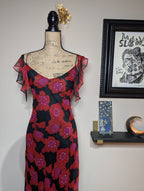 100% Silk Beaded Floral Dress