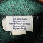 VTG Geoffrey Been Mohair Collar Long Sweater Womens 21x40" L Green Black Striped