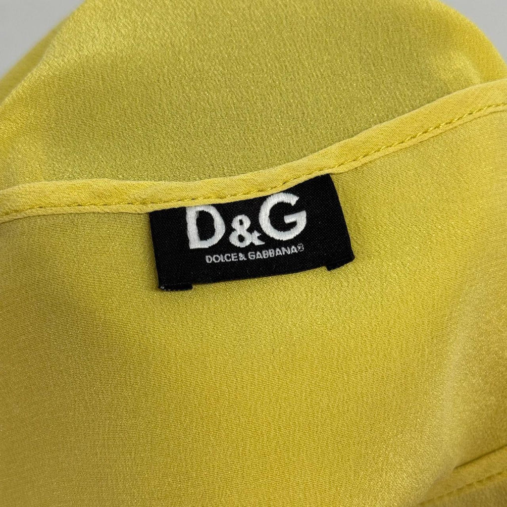 Vintage D&G Dolce & Gabbana Yellow Silk Asymmetric Shredded Top