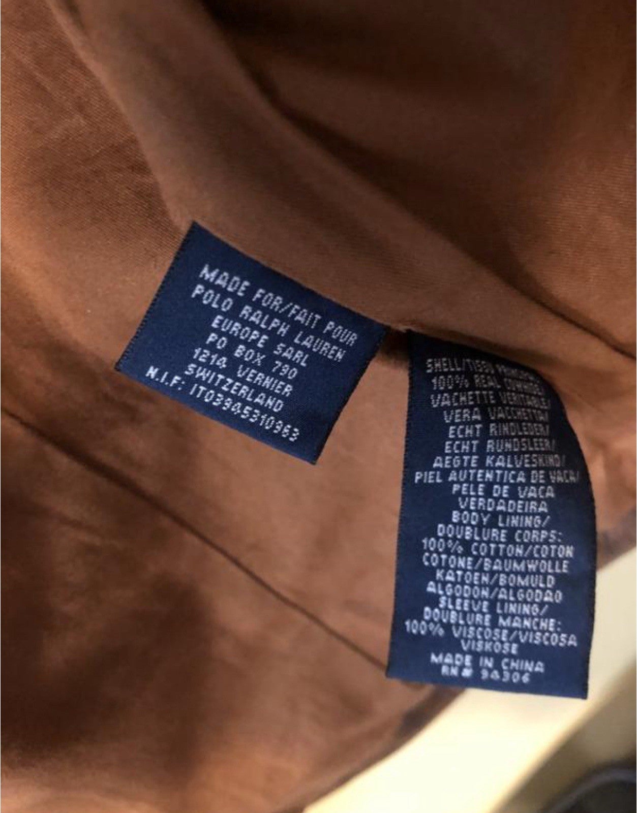 Ralph Lauren Blue Label Aviator Strap Leather Jacket Brown Extra Small Small