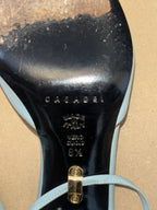 Casadei Vintage Two-Tone Chain-Link Cap-Toe Slingback Pumps