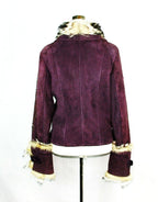 Leather Purple Shearling Jacket Size 42