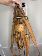 Babeed Brown Leather Snake Print Shoulder Bag