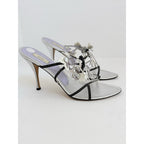 Prada Neiman Marcus 95th Anniversary Floral bouquet Sandals 39 Silver Leather