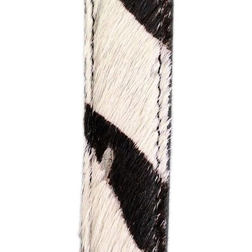 VTG Genuine Leather Calf Hair-On-Hide Metal Link & Toggle Hip Belt Zebra Pattern