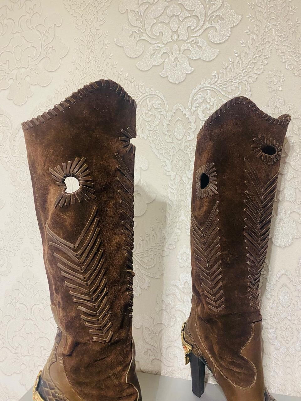 Gianmarco Lorenzi Limited Cowboy Women Boots Very Sexy Heels Size 37