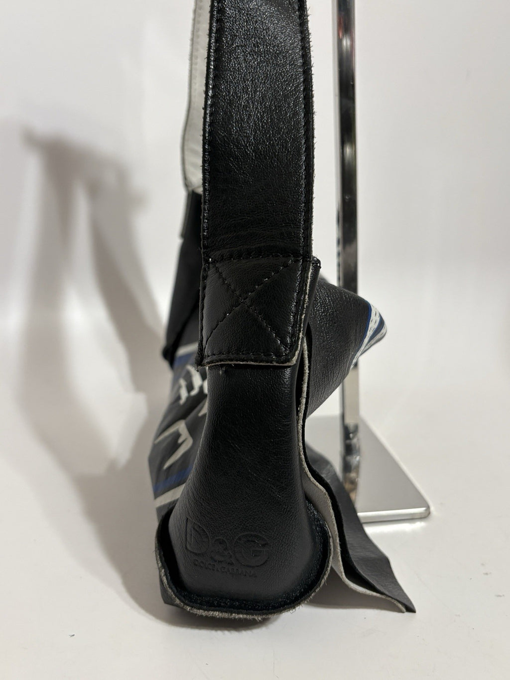 Dolce & Gabbana Black Leather Team Print Bag