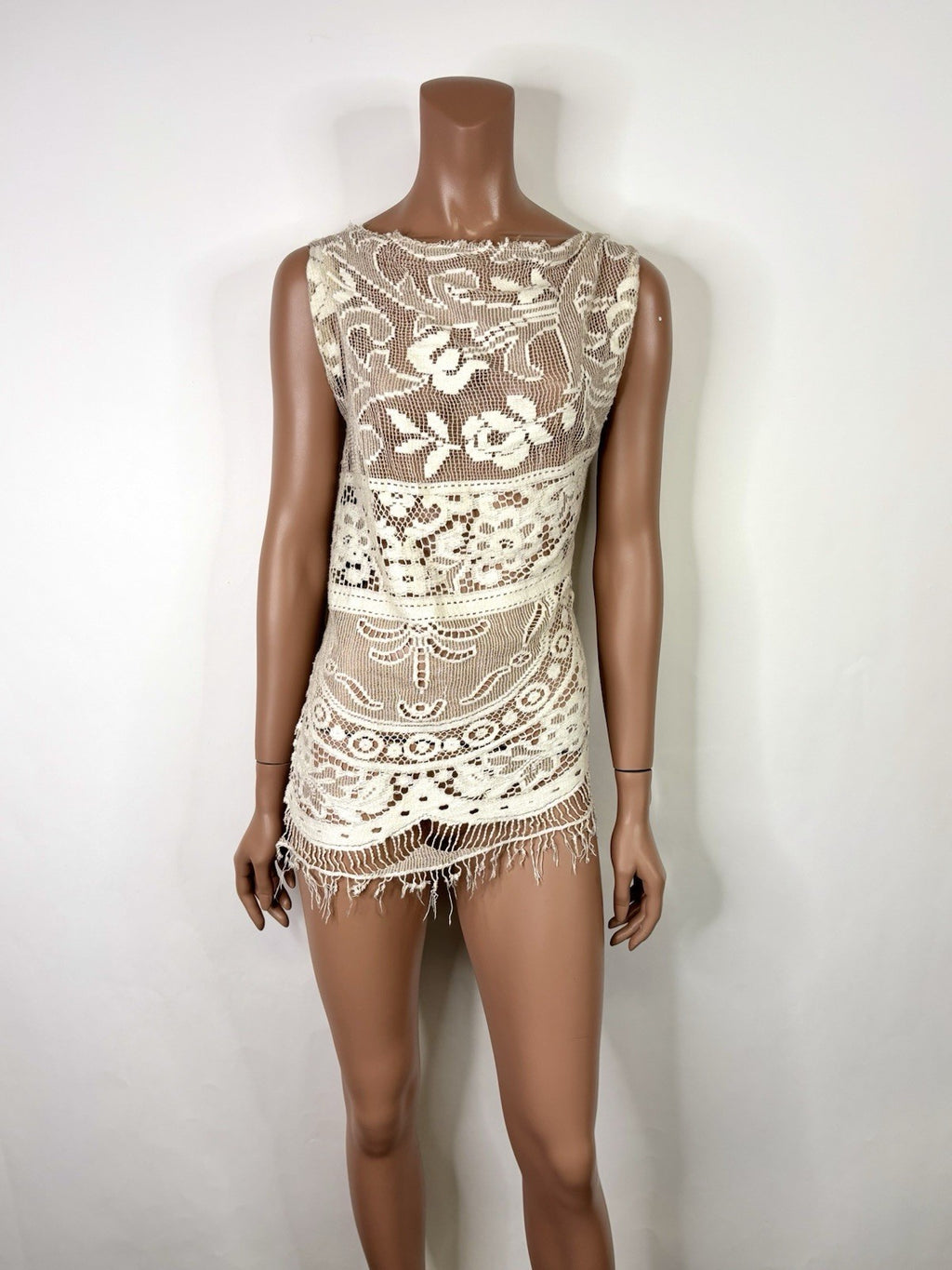 Vtg Dolce & Gabbana D&G Lace Suede Top 38 XS