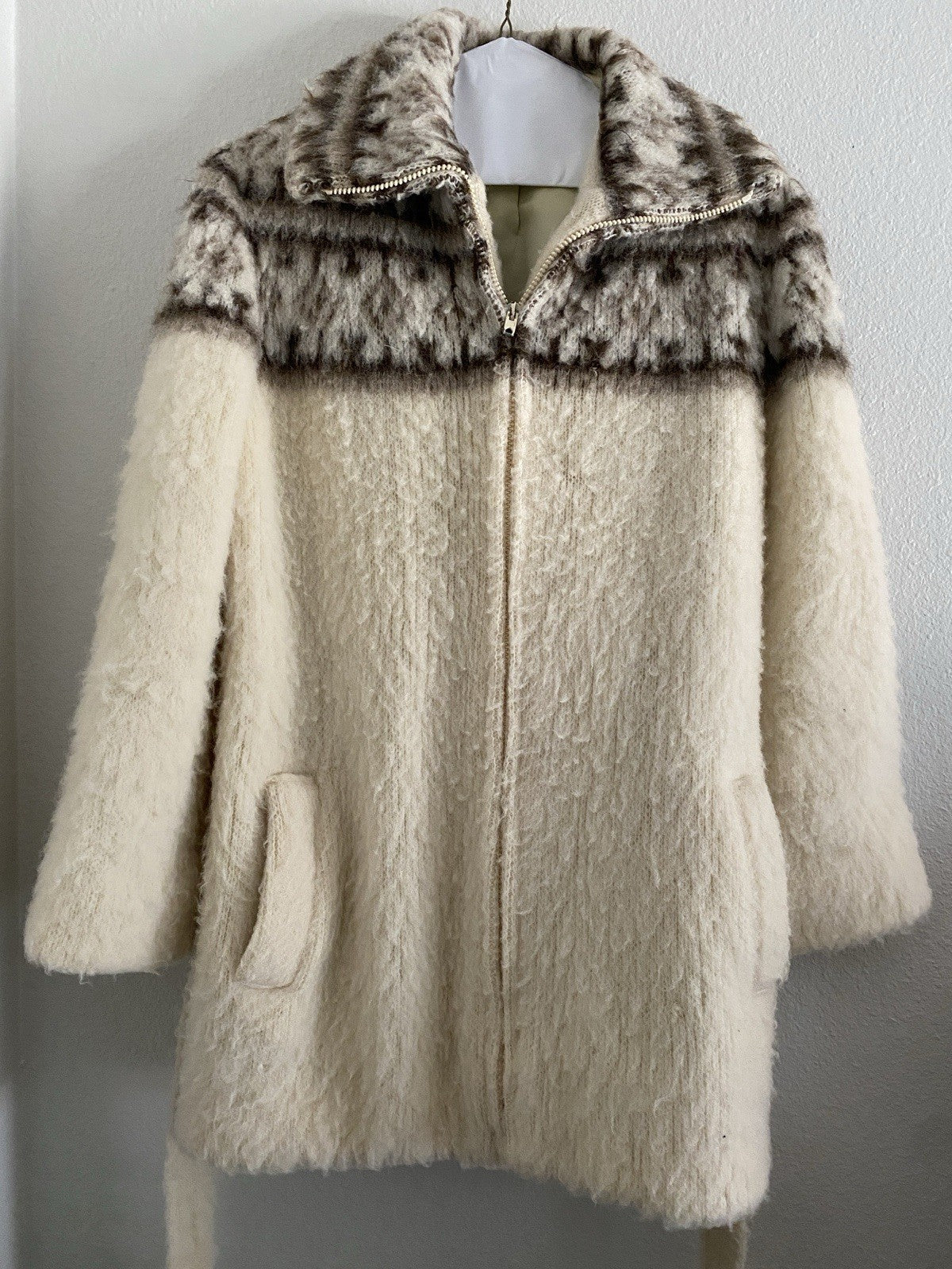 Vintage Eider Knit Coat 100% Wool Scotland Iceland Made Fair Isle M