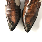 Giuseppe Zanotti Crystals Cow Print Pull On Western Cowgirl Heeled Boots 7