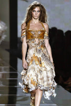 Roberto Cavalli 2004 Feather Corset Dress