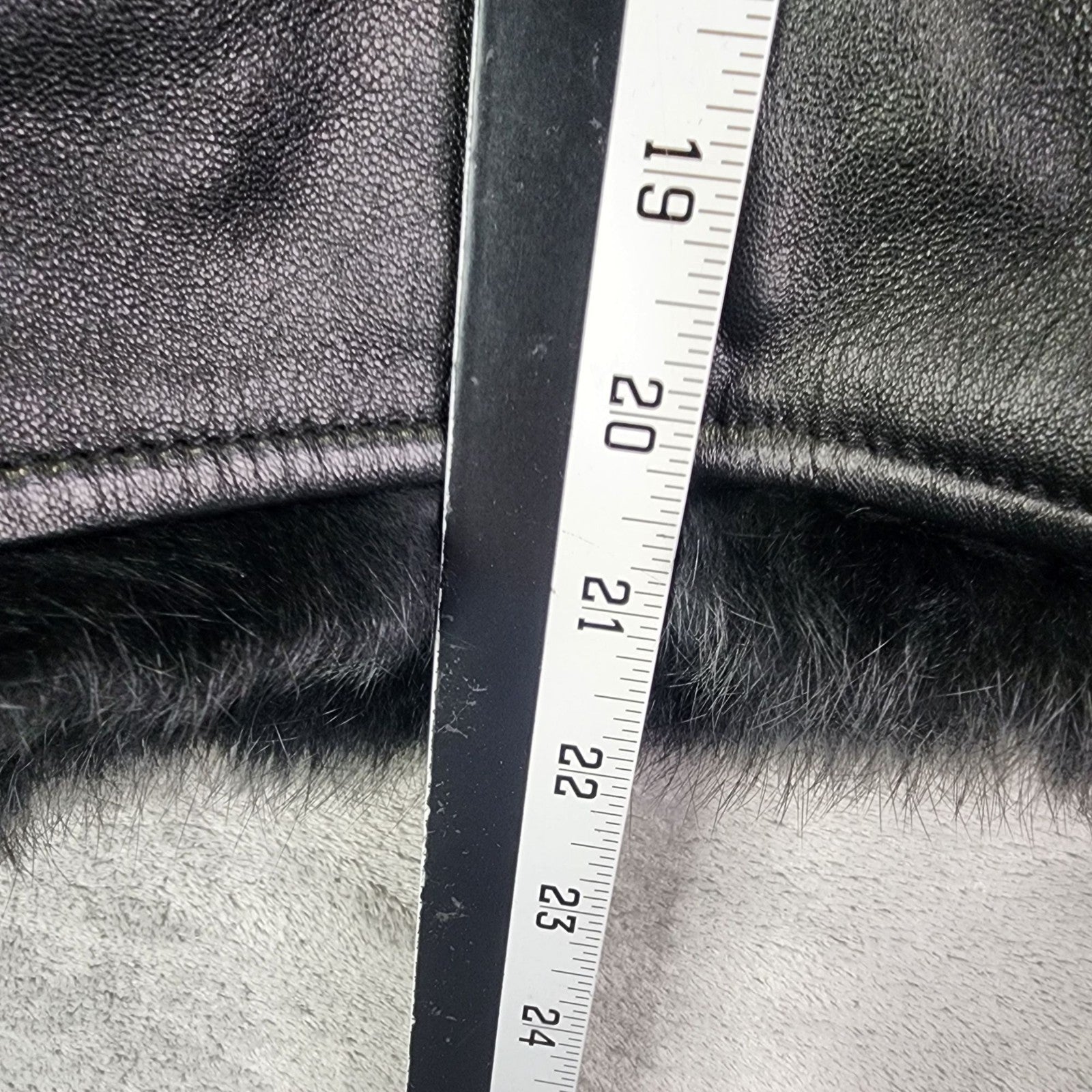 Cripple Creek Studded Black Leather Jacket with Faux Fur Large