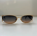 VTG 90s CHANEL Interlocking CC Logo Gold Frame Gradient Lenses Marked Sunglasses