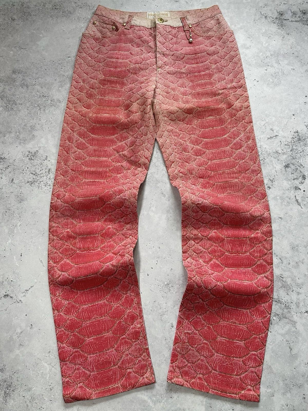 Roberto Cavalli S/S1999 Pink Python Glittered Swarovski Jeans