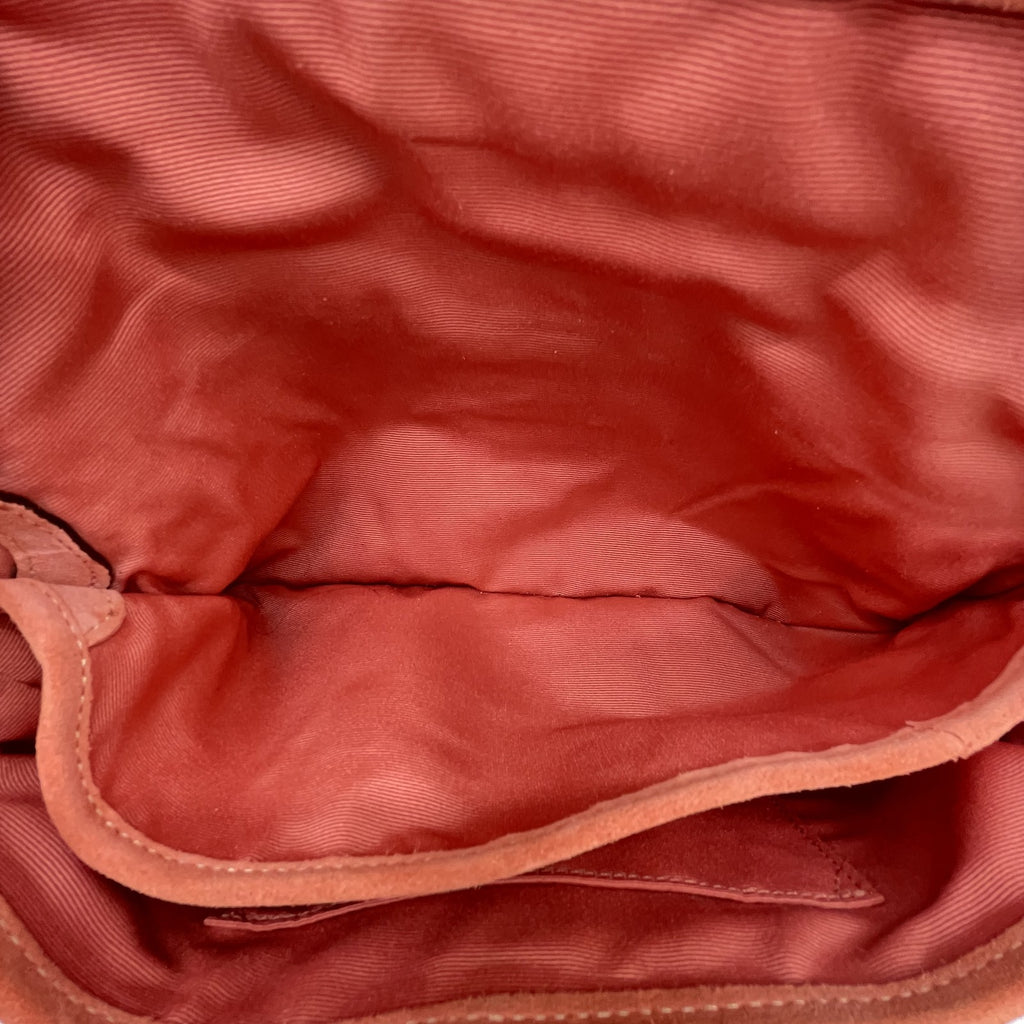 Vintage Coach Y2K Demi Soho Flap Shoulder Bag Suede 8A18 Salmon Pink Pre-Owned