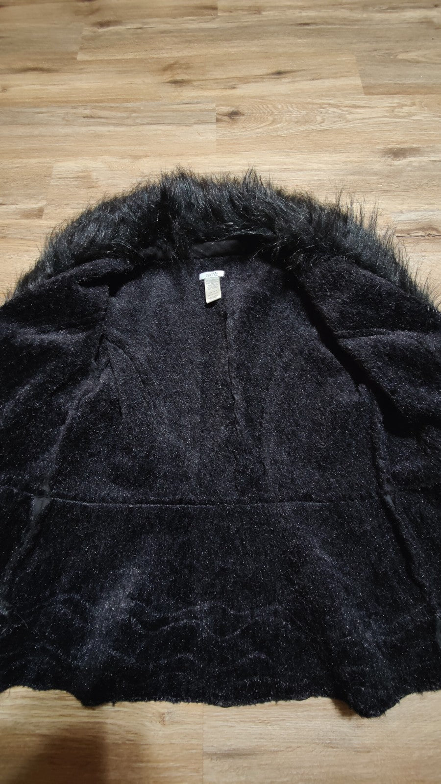 Caché Black Faux Fur Trim Leather Jacket Medium