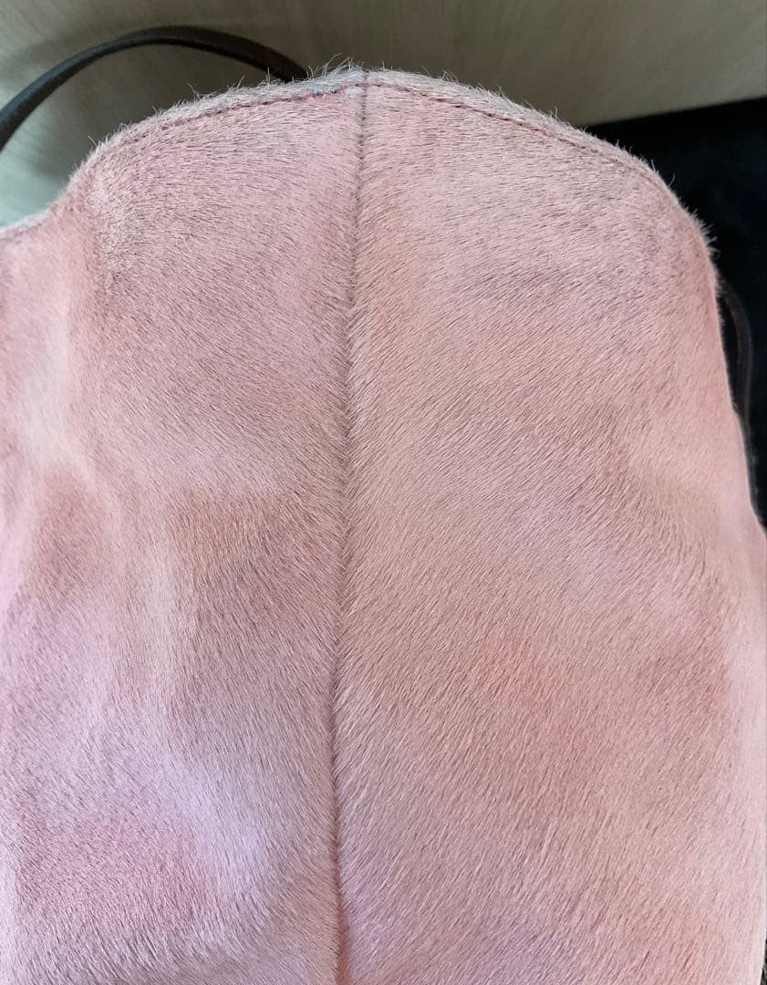 FENDI Vintage Tote Bag Pony Calf Hair Pink Brown Cow Print Leather Shoulder Rare