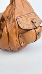 Francesco Biasia Tan Brown Leather Hobo Shoulder Bag Y2K
