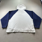Vintage Adidas Hoodie Sweatshirt Mens XL White Blue Raglan Fleece 3 Stripes y2k