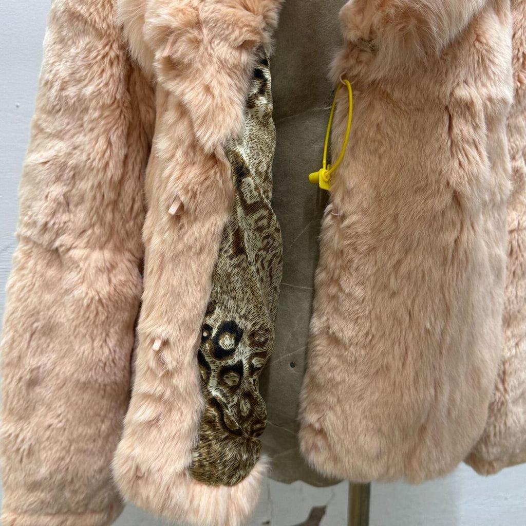 Vintage Blush Pink Rabbit and Fox Fur Jacket