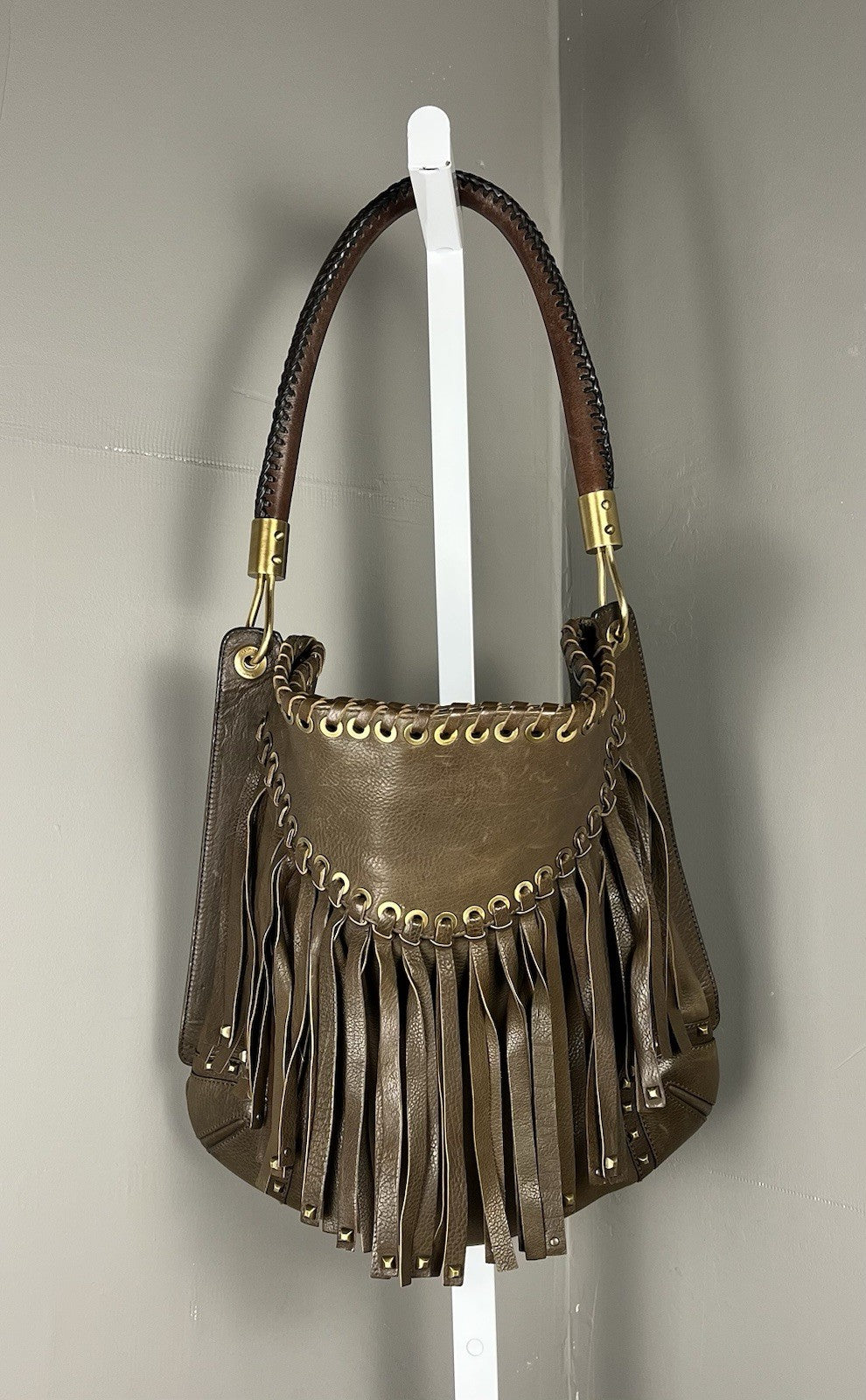 Michael Kors Brown Leather Fringe Handbag
