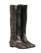 Giuseppe Zanotti Knee High Boots US6.5 EU36.5 SIlver Metallic Croc Embossed