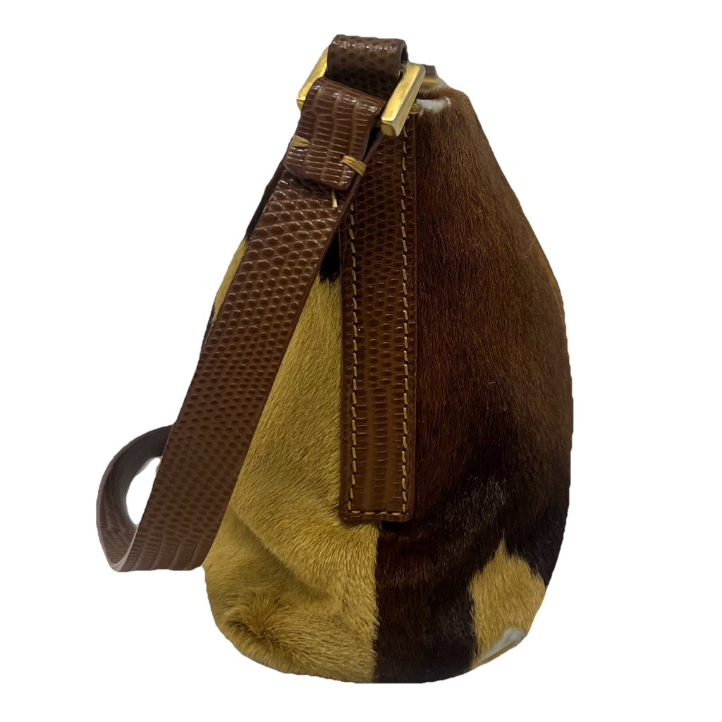 FRANCESCO BIASIA Vintage Animal Print Patchwork  Shoulder Bag