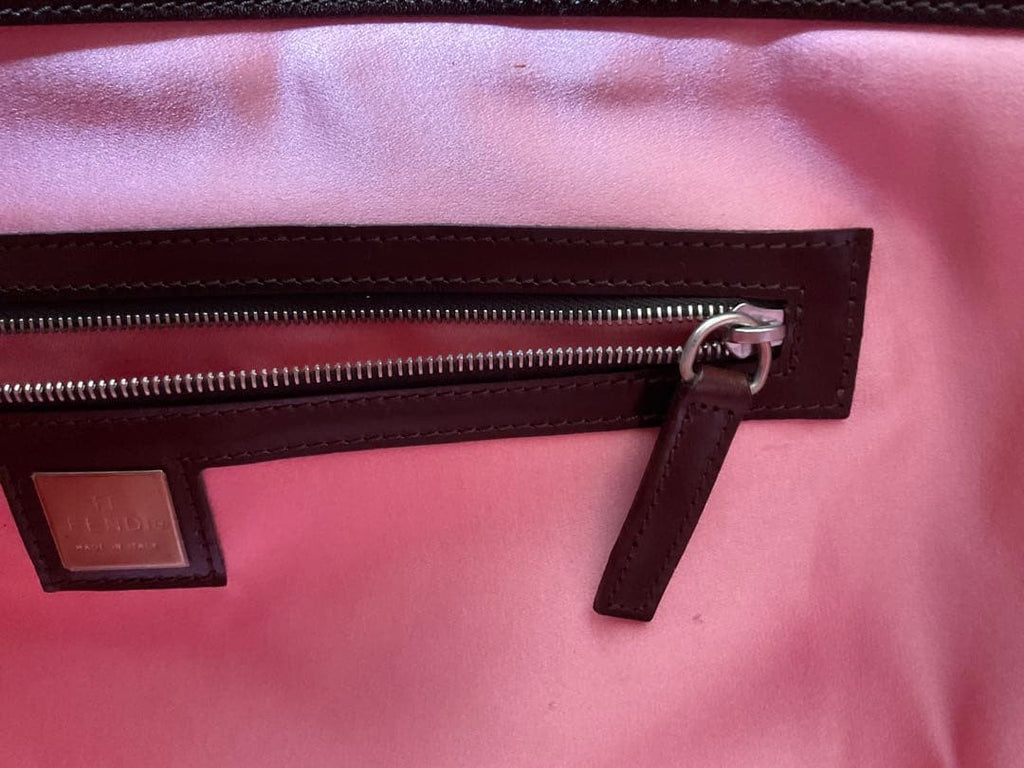 FENDI Vintage Tote Bag Pony Calf Hair Pink Brown Cow Print Leather Shoulder Rare