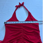 Cache Red Halter Ruffled Dress
